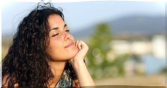 woman thinking with closed eyes