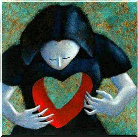 woman with heart shaped like void